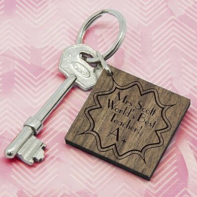 Personalised A+ Teacher Square Keyring (PER2288) (TreatRepublic908)