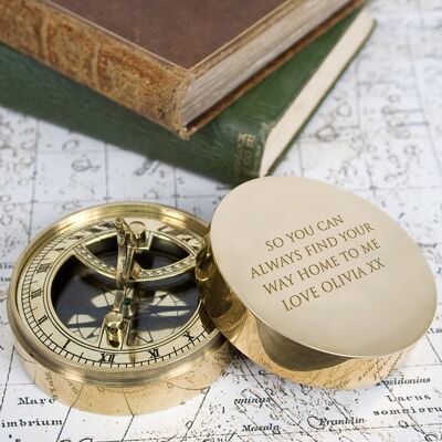 Personalised Adventurer's Brass Sundial and Compass (PER642-001) (TreatRepublic912)