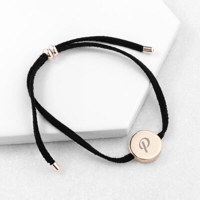 Personalised Always with You Initial Black Bracelet (PER3756-SIL) (TreatRepublic926)