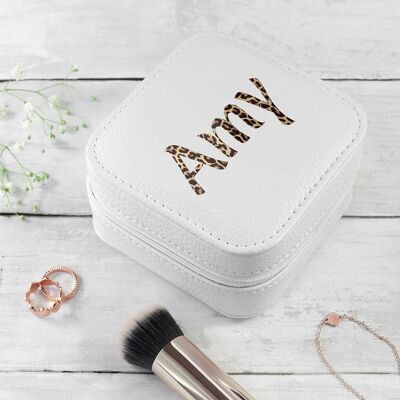 Personalised Animal Print White Travel Jewellery Case (PER3810-001) (TreatRepublic936)