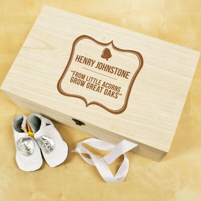 Personalised Baby Acorn Sentiment Keepsake Box (PER205-001) (TreatRepublic942)