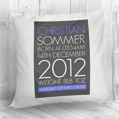 Personalised Baby Cushion Cover in Blue (PER202-BLU) (TreatRepublic944)