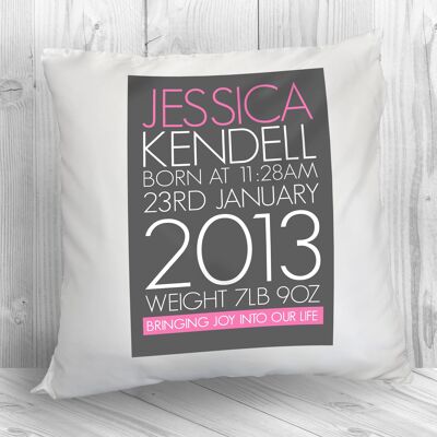 Personalised Baby Cushion Cover in Pink (PER202-PIN) (TreatRepublic945)