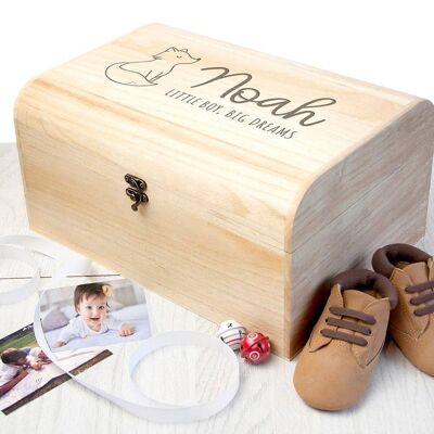 Personalised Baby Fox Keepsake Chest (PER4186-SML) (TreatRepublic956)