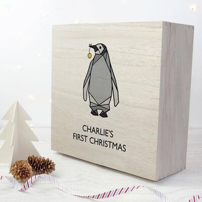 Personalised Baby Penguin First Christmas Box (PER3603-LRG) (TreatRepublic975)