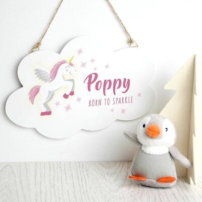 Personalised Baby Unicorn Cloud Wall Hanging (PER3223-001) (TreatRepublic980)