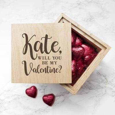 Personalised Be My Valentine Oak Photo Cube (PER2577-NOF) (TreatRepublic1013)