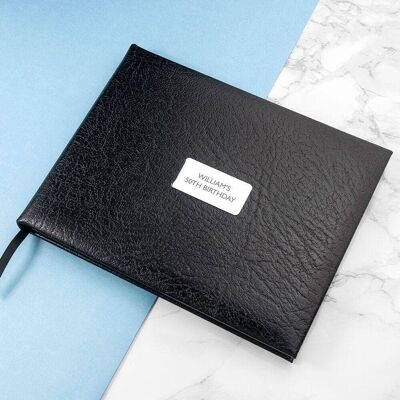 Personalised Black Leather Guest Book (PER3069-SER) (TreatRepublic1045)