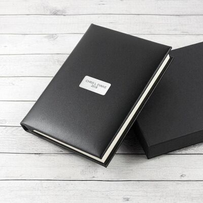Personalised Black Leather Notebook (PER3074-SAN) (TreatRepublic1048)