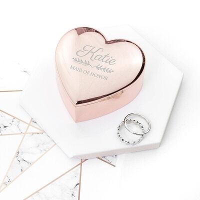Personalised Bridal Party Heart Trinket Box (PER3719-ROS) (TreatRepublic1090)