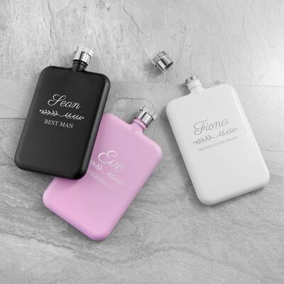 Personalised Bridal Party Slimline Hip Flask (PER3872-PIN) (TreatRepublic1099)