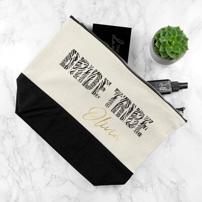 Personalised Bride Tribe Zebra And Gold Makeup Bag (PER3673-001) (TreatRepublic1112)