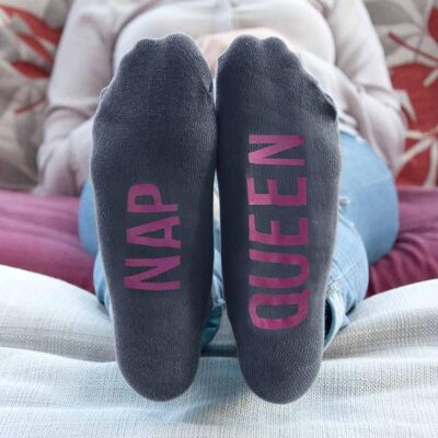 Personalised Charcoal & Hot Pink Socks (PER2500-LAD) (TreatRepublic1147)