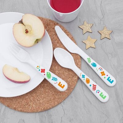 Personalised Children's Colourful Shapes Cutlery Set (PER4241-001) (TreatRepublic1163)