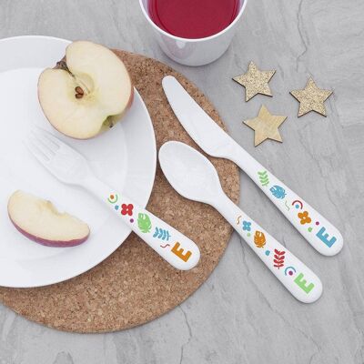 Personalised Children's Colourful Shapes Cutlery Set (PER4241-001) (TreatRepublic1164)