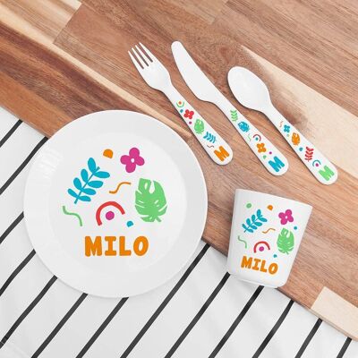 Personalised Children's Colourful Shapes Dinner Set (PER4271-001) (TreatRepublic1165)