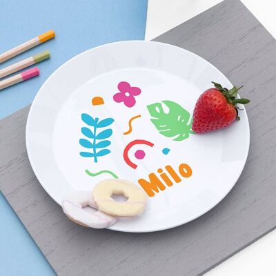 Personalised Children's Colourful Shapes Plate (PER4253-001) (TreatRepublic1169)