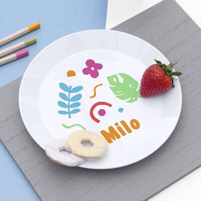 Personalised Children's Colourful Shapes Plate (PER4253-001) (TreatRepublic1170)