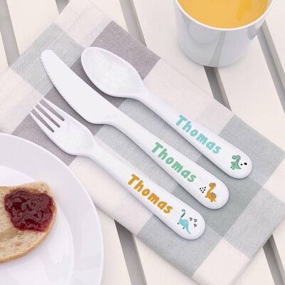 Personalised Children's Cute Dinosaur Cutlery Set (PER4237-001) (TreatRepublic1177)