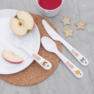 Personalised Children's Jungle Animal Cutlery Set (PER4239-001) (TreatRepublic1192)