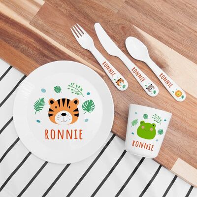 Personalised Children's Jungle Animal Dinner Set (PER4269-001) (TreatRepublic1194)