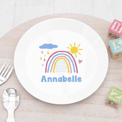 Personalised Children's Pastel Rainbow Sky Plate (PER4252-001) (TreatRepublic1201)