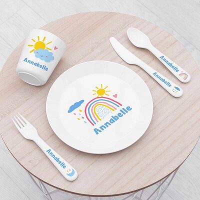 Personalised Children's Pastel Sky Dinner Set (PER4270-001) (TreatRepublic1204)