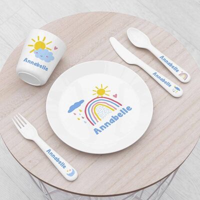 Personalised Children's Pastel Sky Dinner Set (PER4270-001) (TreatRepublic1205)