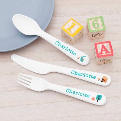 Personalised Children's Scandi Summer Cutlery Set (PER4242-001) (TreatRepublic1209)