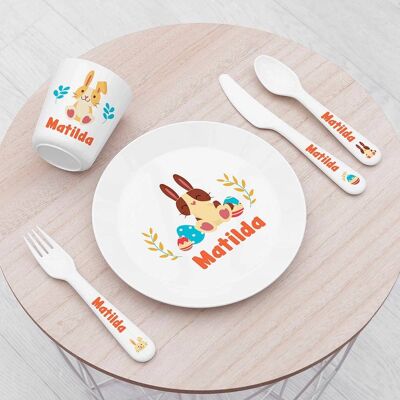 Personalised Children's Spring Bunny Dinner Set (PER4266-001) (TreatRepublic1219)