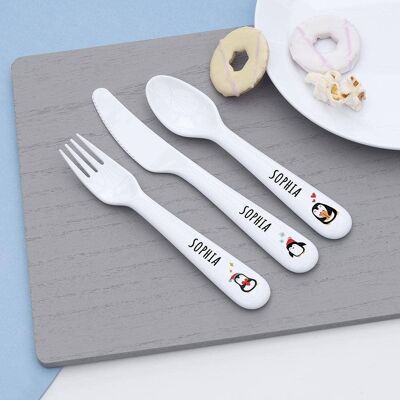 Personalised Children's Winter Penguin Cutlery Set (PER4243-001) (TreatRepublic1225)