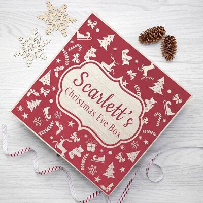 Personalised Christmas Eve Box With Festive Pattern (PER2402-SML) (TreatRepublic1234)