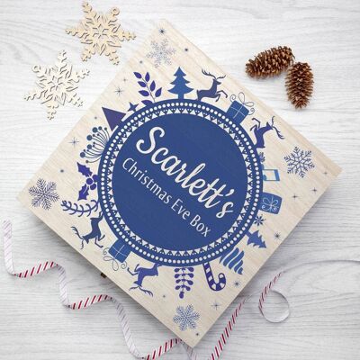 Personalised Christmas Eve Box With Snowflake Wreath (PER2400-SML) (TreatRepublic1239)
