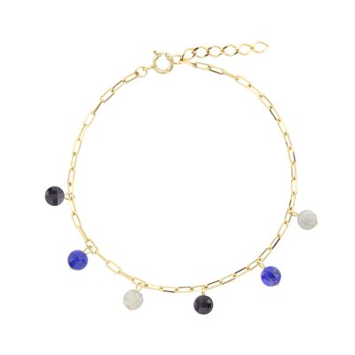 Bracelet Claudine Onyx, Lapis lazuli et Labradorite