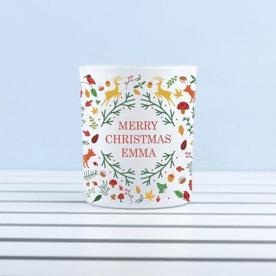 Personalised Christmas Woodland Tealight Holder (PER2975-001) (TreatRepublic1268)