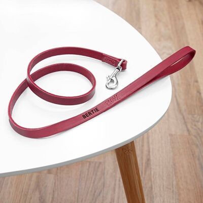 Personalised Classic Red Leather Dog Lead (PER4394) (TreatRepublic1325)