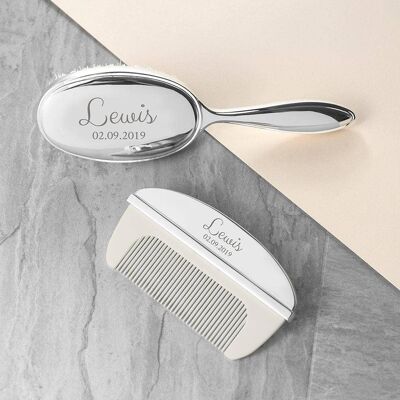Personalised Classic Silver Plated Baby Brush And Comb Set (PER3203-001) (TreatRepublic1330)