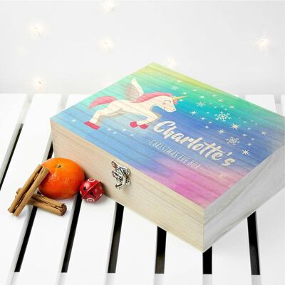 Personalised Colourful Baby Unicorn Christmas Eve Box (PER3244-SML) (TreatRepublic1340)