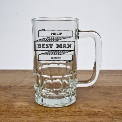 Personalised Comic Best Man/Groomsman Beer Glass Tankard (PER413-001) (TreatRepublic1343)