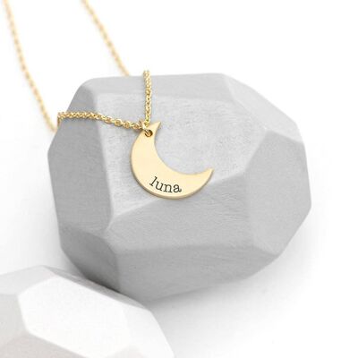 Personalised Crescent Moon Necklace (PER4409) (TreatRepublic1389)