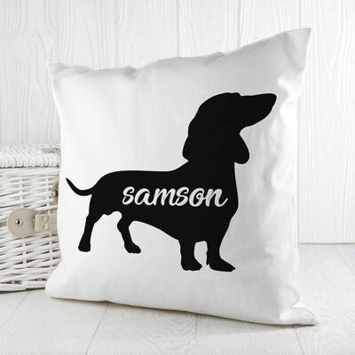 Personalised Daschund Silhouette Cushion Cover (PER3125-001) (TreatRepublic1443)