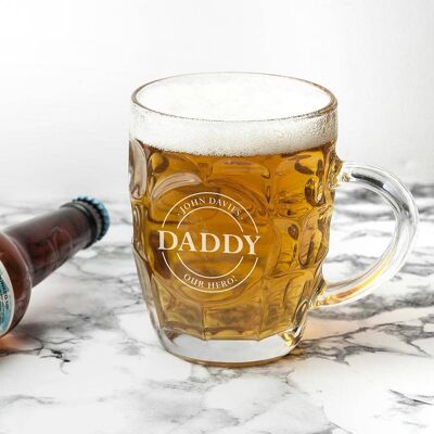 Personalised Emblem Dimpled Beer Glass (PER2819-001) (TreatRepublic1500)