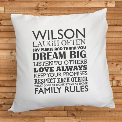 Personalised Family Rules Cushion Cover (PER513-001) (TreatRepublic1544)