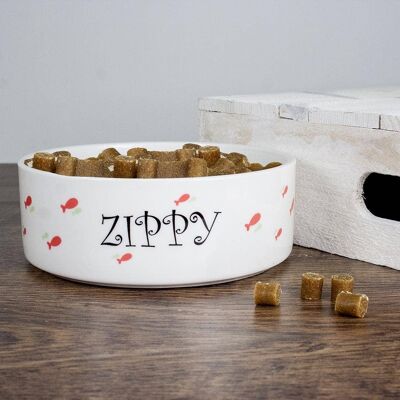 Personalised Female Fishy Cat Bowl (PER216-001) (TreatRepublic1560)