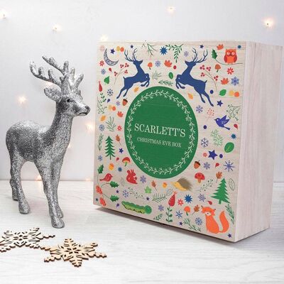 Personalised Festive Woodland Green Christmas Eve Box (PER4455) (TreatRepublic1567)