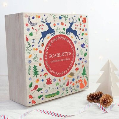 Personalised Festive Woodland Red Christmas Eve Box (PER4454) (TreatRepublic1568)