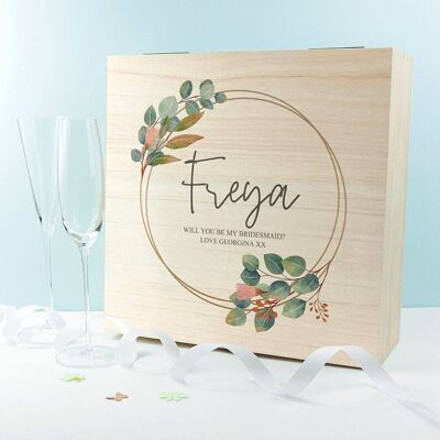 Personalised Floral Bridesmaid Large Keepsake Box (PER4397) (TreatRepublic1587)