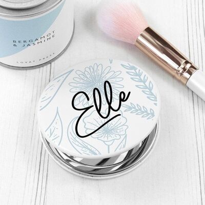 Personalised Floral Compact Mirror (PER3910-001) (TreatRepublic1598)