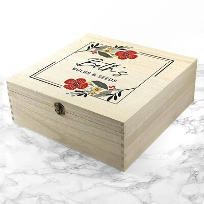 Personalised Floral Frame Gardener's Accessories Box (PER4056-001) (TreatRepublic1602)