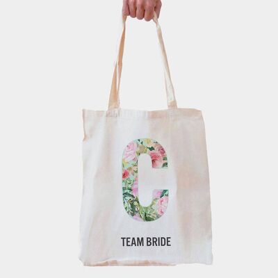 Personalised Floral Print Initial Tote Bag (PER3657-001) (TreatRepublic1611)